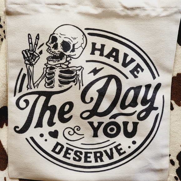 Skull Have The Day You Deserve Canvas Tote Bag - Picture 6 of 7